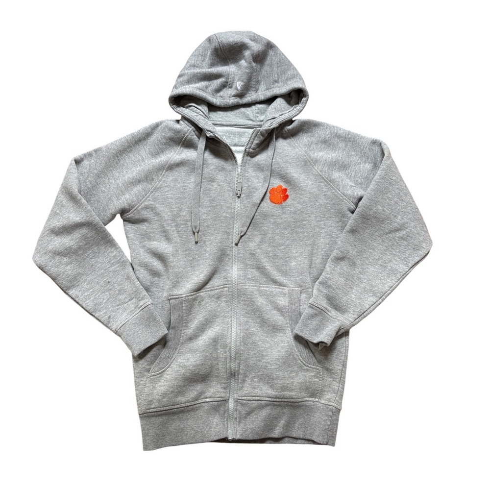 Antigua Clemson‎ Tigers Hoodie Women Gray Good Full Zip Fleece Logo SIZE S
